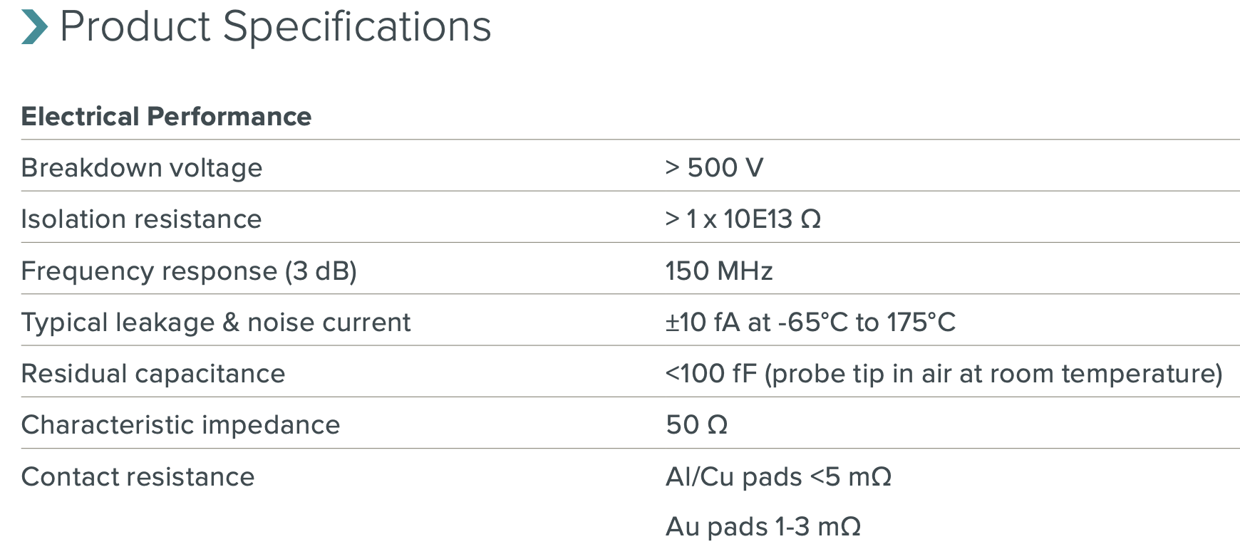 DCP-X Probe specifications